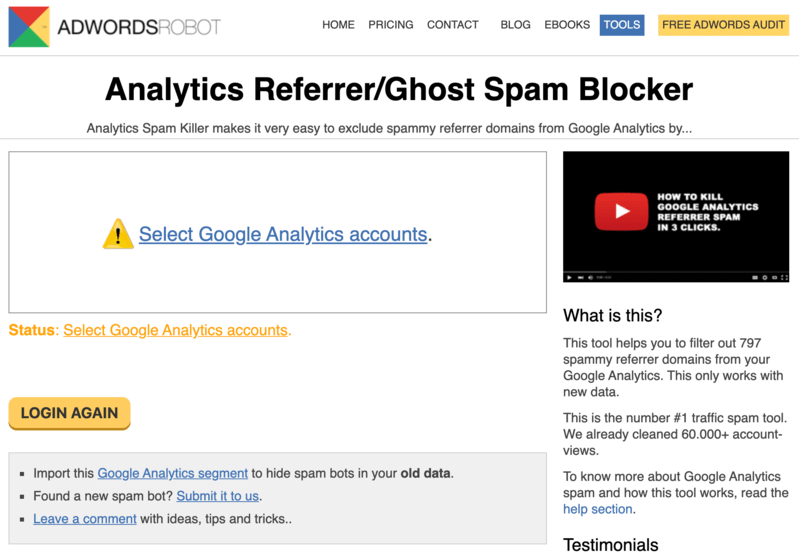 Analytics ReferrerGhost Spam Blocker di Adwords Robot