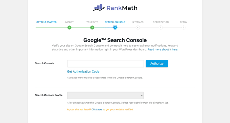 Integrare Rank Math con il tuo account Google Search Console
